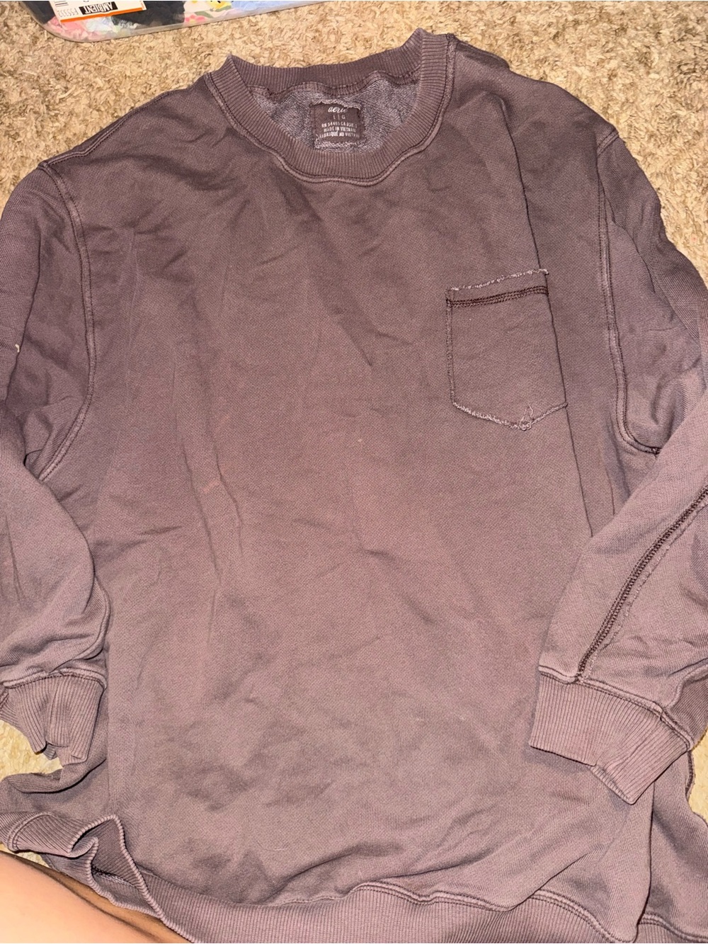 Women’s Crewneck Long-Sleeve Pocket Shirt - Brown